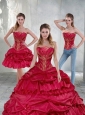 2015 Elegant Strapless Wine Red Quinceanera Dress with Beading and Pick Ups