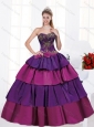 2015 Exclusive Sweetheart Multi Color Bowknot Quinceanera Dresses