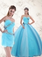 Elegant 2015 Sweetheart Light Blue Quinceanera Dresses with Ruching and Appliques
