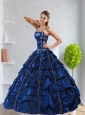 Pretty Navy Blue 2015 Quinceanera Dress with Pick Ups and Beading