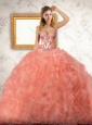 Unique Orange Red Quinceanera Dress with Appliques and Ruffles