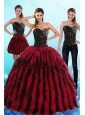 Flirting Multi Color Sweetheart Sweet 16 Dresses with Ruffles and Beading