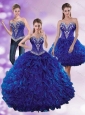 Inexpensive Royal Blue 2015 Elegant Quinceanera Dresses with Beading and Ruffles