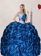 2015 Unique Sweetheart Blue Quinceanera Dress with Pick up