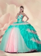 Detachable Beading and Ruffles Quinceanera Gowns in Mult Color For 2015