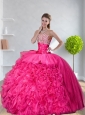 New Arrival Ball Gown Hot Pink Quinceanera Dresses with Beading and Ruffles for 2015