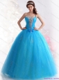 2015 New Arrival Blue Quinceanera Dresses with Rhinestones and Bowknot