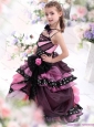 Multi Color Ruffled 2015 Little Girl Pageant Dress with Bowknot and Hand Made Flower