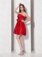 2015 Sexy Strapless Bowknot Mini Length Prom Dress in Red