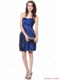 Popular Navy Blue Sweetheart Dama Dresses with Ruching and Beading