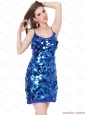 Sexy Sequins Spaghetti Straps 2015 Prom Dresses in Blue
