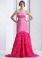 2015 Popular Strapless Prom Dress with Ruching and Beading