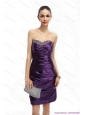 Modest Sweetheart Mini Length Prom Dresses with Ruching and Beading