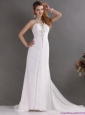Popular 2015 Halter Top White Prom Dress with Ruching and Beading