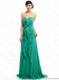 Sweep Train Sweetheart Ruching Prom Dresses in Turquosie