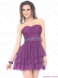 2015 Beautiful Sweetheart Mini Length Christmas Party Dress with Sequins and Ruching