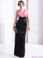 2015 Elegnat V Neck Long Prom Dress with Bowknot and Ruching