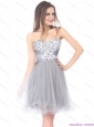2015 Luxurious Sweetheart Grey Prom Dress with Rhinestones