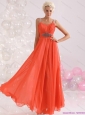Cheap 2015 Empire Orange Prom Dress with Beading and Ruching