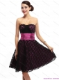 Lovely Sweetheart Mini Length Prom Dress with Lace and Hand Made Flowers
