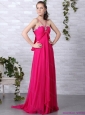 Modern Hot Pink Halter Top Prom Dress with Brush Train