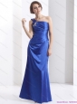 Modest One Shoulder 2015 Prom Dress with Ruching and Beading
