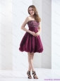 Perfect Wine Red Strapless Short Prom Dresses with Beading