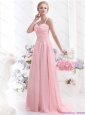 Remarkable 2015 Baby Pink Prom Dress with Brush Train and Ruching