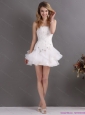 White Strapless Mini Length Prom Dresses with Rhinestones