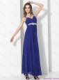 2015 Wonderful Ankle Length Blue Christmas Party Dress with Beading