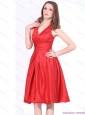Modern 2015 V Neck Knee Length Christmas Party Dress with Ruching