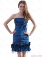 Elegant Ruching Straples Plus Size Prom Dresses with Hand Made Flowers