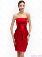 Most Popular Strapless Ruching Plus Size Prom Dresses in Red