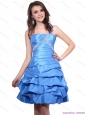 One Shoulder Baby Blue Plus Size Prom Dresses with Pick Ups and Beading