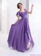 2015 GorgeousPlus Size Prom Dress with Ruching and Cap Sleeves