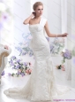 2015 Beautiful Strapless Lace White Wedding Mermaid Dress