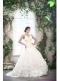 2015 New and Beautiful White Straps Ruffled Bridal Dresses with Brush Train