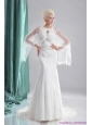 2015 New and Unique Beading White Wedding Dresses with Brush Train