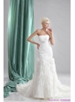 2015 New Pleated Sequined White Wedding Dresses with Chapel Train