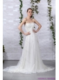 2015 New Ruffled White Strapless Wedding Gowns with Brush Train