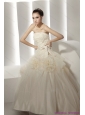 2015 New Ruffled White Wedding Dresses with Rolling Flowers