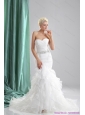 2015 New Ruffles White Sweetheart Wedding Dresses with Sequins