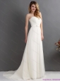 2015 New White Strapless Wedding Dresses with Brush Train and Sash