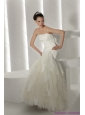 New Strapless Ruffles and Appliques White Wedding Dresses for 2015