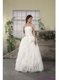 Plus Size Unique Ruffled Strapless White Wedding Dresses with Brush Train