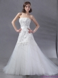 Plus Size White Strapless Wedding Dresses with Sequins and Brush Train