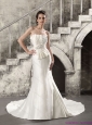 2015 New Mermaid Strapless Wedding Dress with Ruching and Beading