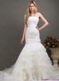 2015 New Strapless Wedding Dress with Ruching and Ruffles
