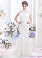 2015 Plus Size Flirting High Neck Wedding Dress with Mermaid