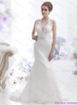 2015 Plus Size  Mermaid Beading Wedding Dress with Brush Train